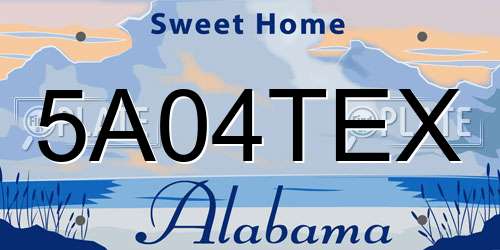 5A04TEX Alabama License Plate