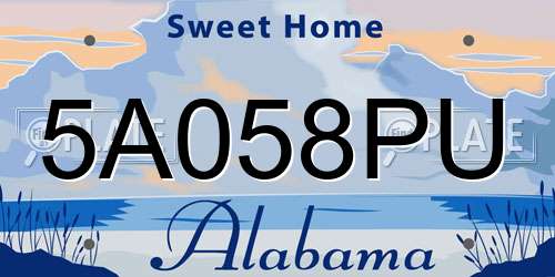 5A058PU Alabama License Plate