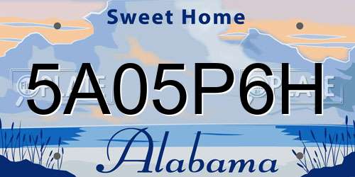 5A05P6H Alabama License Plate