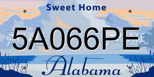 5A066PE Alabama License Plate