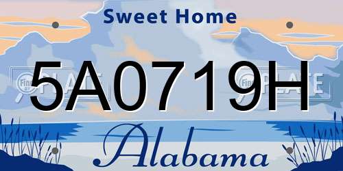 5A0719H Alabama License Plate