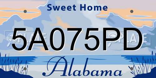 5A075PD Alabama License Plate