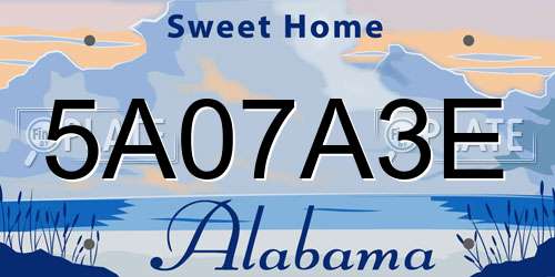 5A07A3E Alabama License Plate