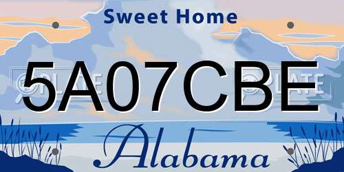 5A07CBE Alabama License Plate