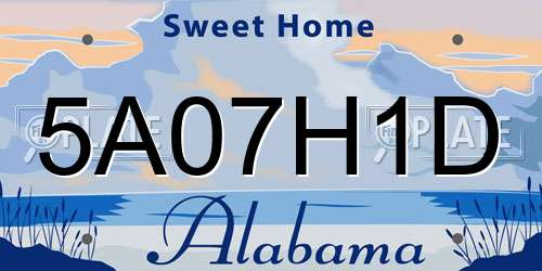 5A07H1D Alabama License Plate