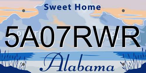 5A07RWR Alabama License Plate