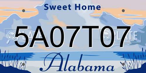 5A07T07 Alabama License Plate