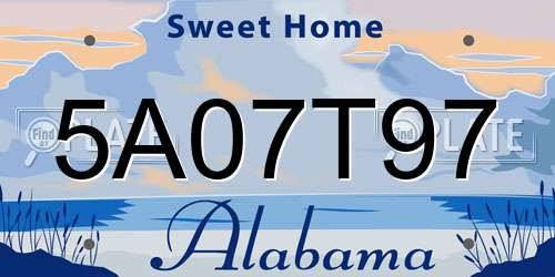 5A07T97 Alabama License Plate