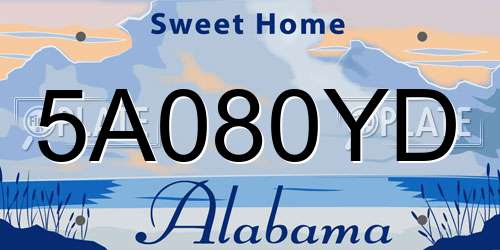 5A080YD Alabama License Plate