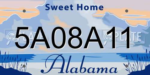 5A08A11 Alabama License Plate