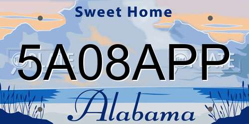 5A08APP Alabama License Plate