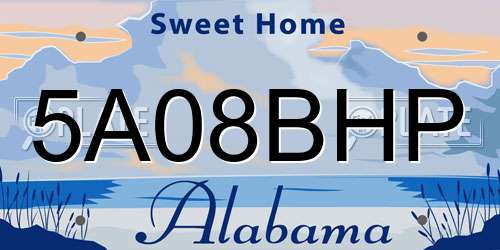 5A08BHP Alabama License Plate