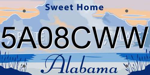 5A08CWW Alabama License Plate