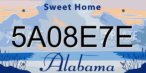 5A08E7E Alabama License Plate