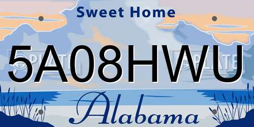 5A08HWU Alabama License Plate