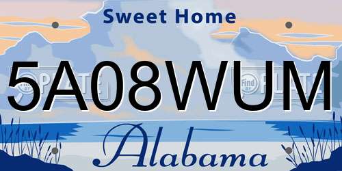 5A08WUM Alabama License Plate
