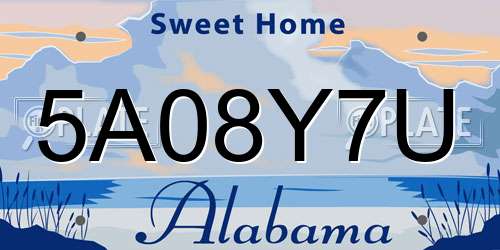 5A08Y7U Alabama License Plate