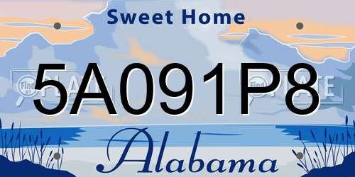 5A091P8 Alabama License Plate