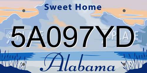 5A097YD Alabama License Plate