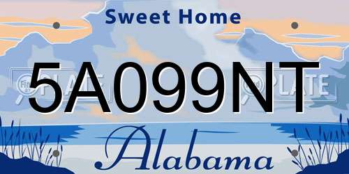 5A099NT Alabama License Plate