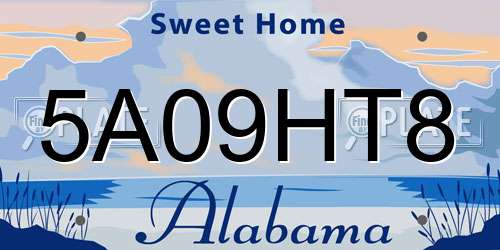 5A09HT8 Alabama License Plate