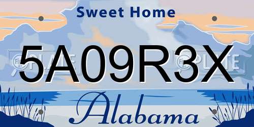 5A09R3X Alabama License Plate