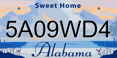 5A09WD4 Alabama License Plate