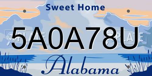5A0A78U Alabama License Plate