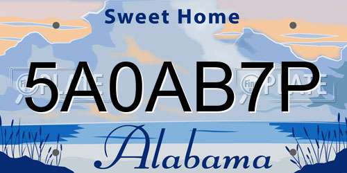 5A0AB7P Alabama License Plate