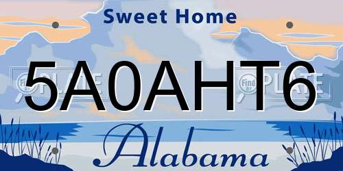5A0AHT6 Alabama License Plate