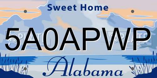 5A0APWP Alabama License Plate