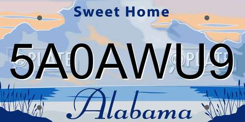 5A0AWU9 Alabama License Plate