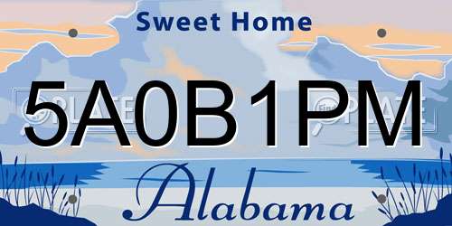 5A0B1PM Alabama License Plate