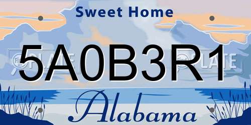 5A0B3R1 Alabama License Plate