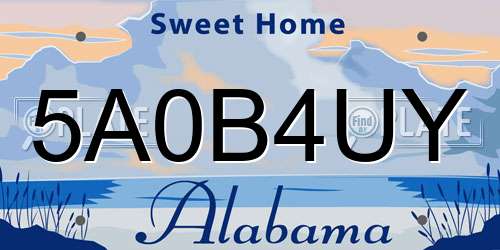 5A0B4UY Alabama License Plate