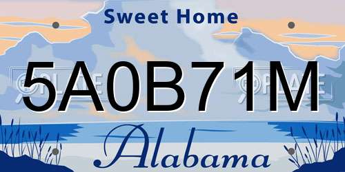 5A0B71M Alabama License Plate