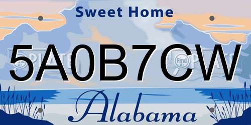 5A0B7CW Alabama License Plate
