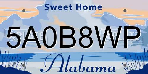 5A0B8WP Alabama License Plate