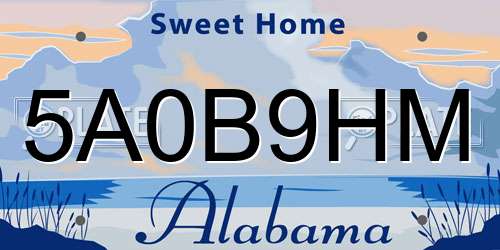 5A0B9HM Alabama License Plate