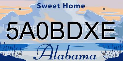 5A0BDXE Alabama License Plate