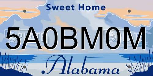 5A0BM0M Alabama License Plate