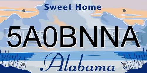 5A0BNNA Alabama License Plate