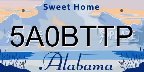 5A0BTTP Alabama License Plate