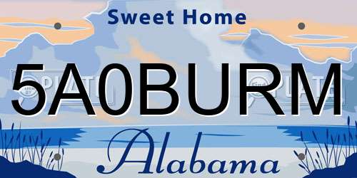 5A0BURM Alabama License Plate