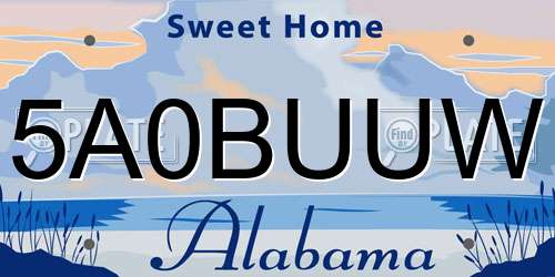 5A0BUUW Alabama License Plate