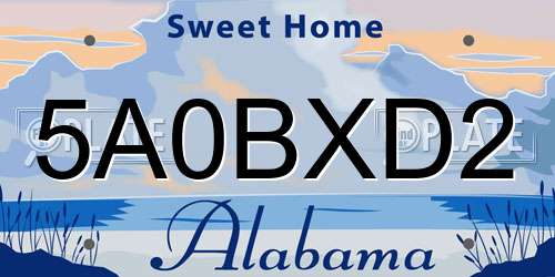5A0BXD2 Alabama License Plate