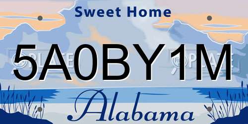 5A0BY1M Alabama License Plate