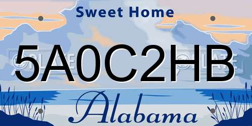 5A0C2HB Alabama License Plate