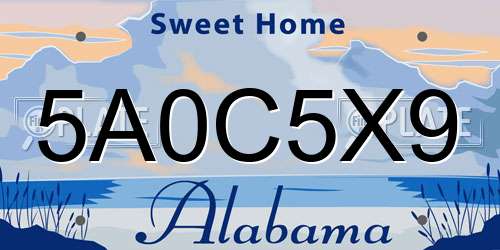 5A0C5X9 Alabama License Plate