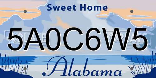 5A0C6W5 Alabama License Plate